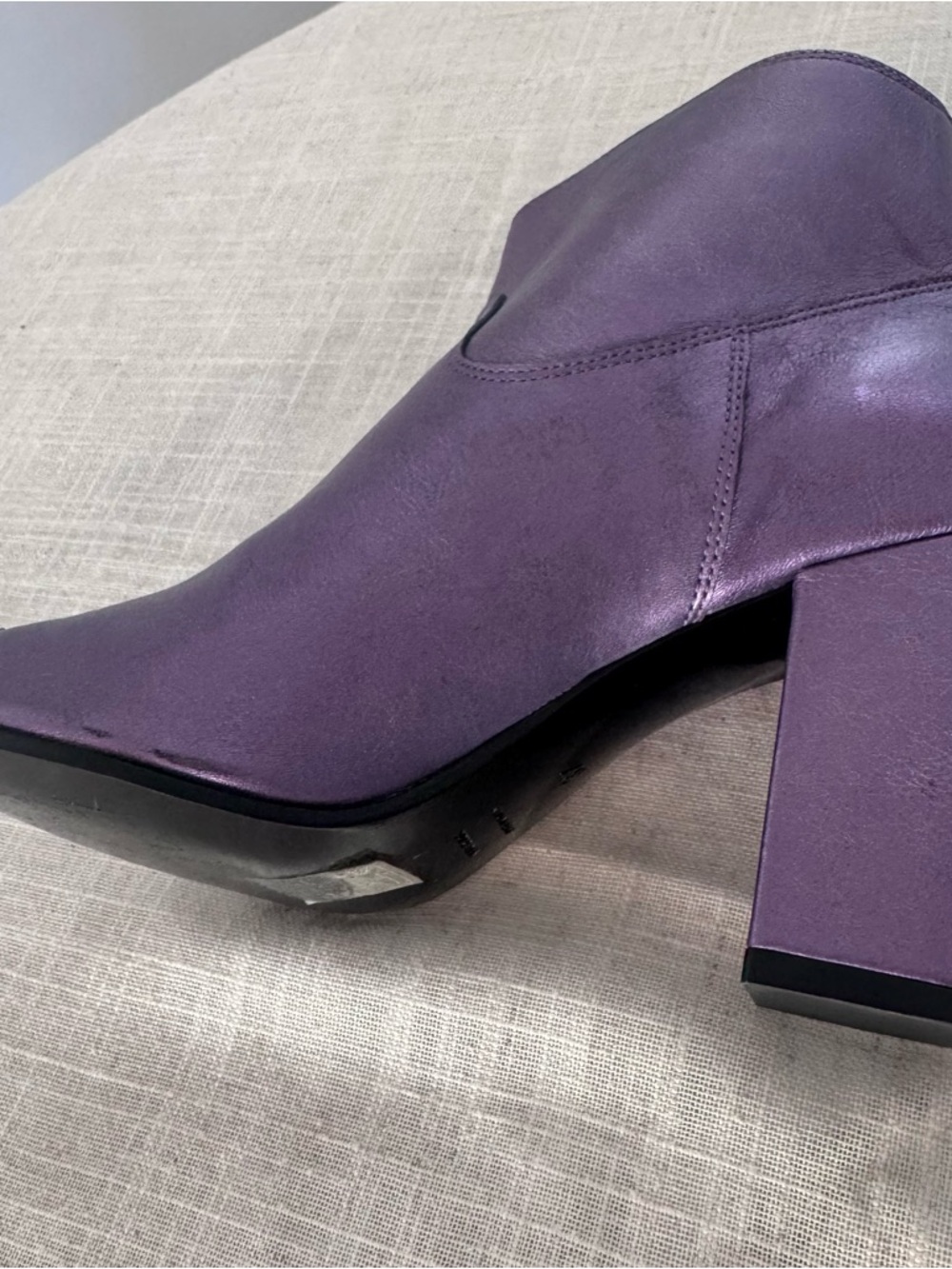 Claire Venezia Metallic Purple Leather Peep Toe Ankle Booties EU 37 - Picture 10 of 15
